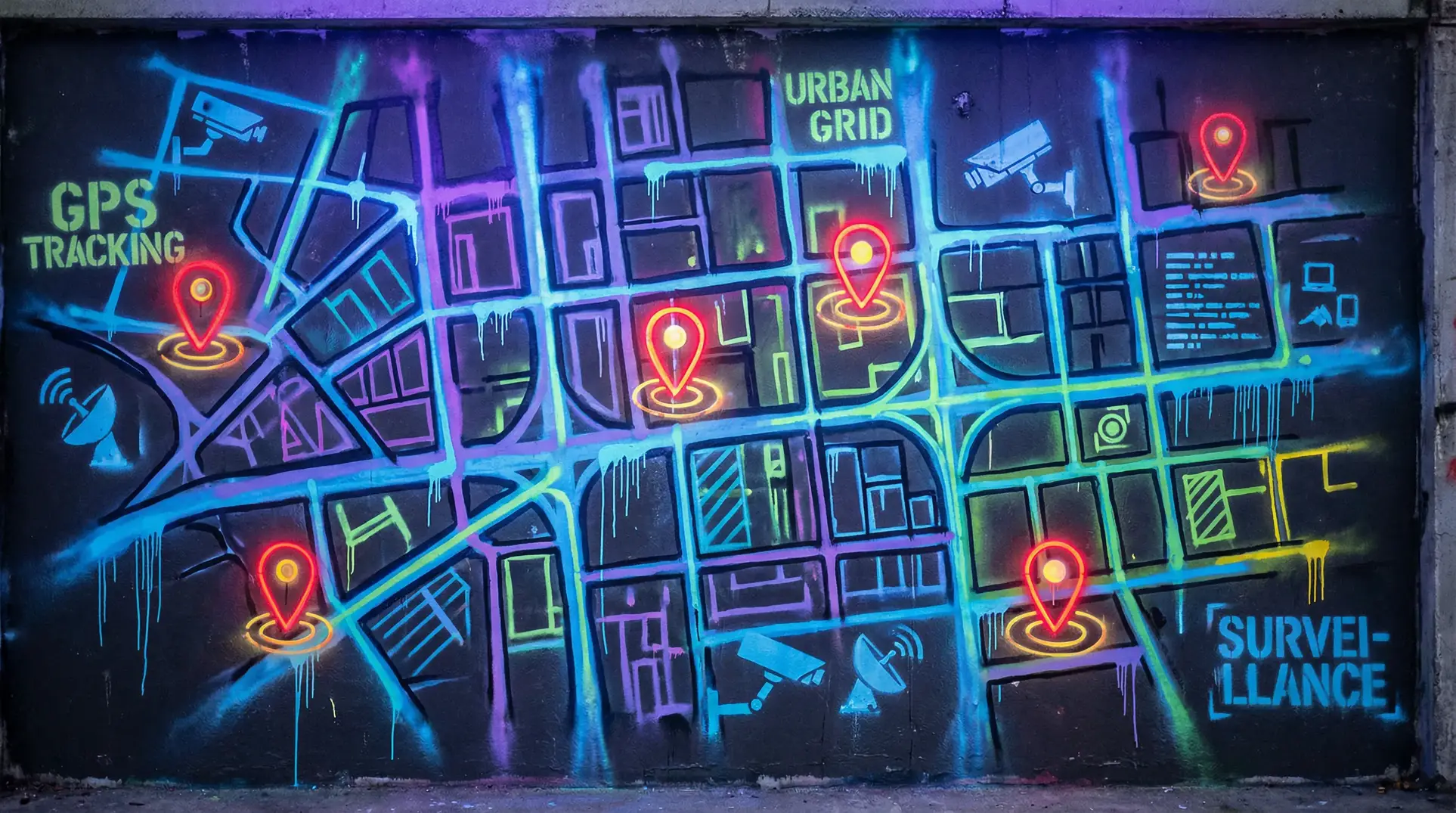 低俗小说高清 狗仔追踪地图 - 城市涂鸦风格